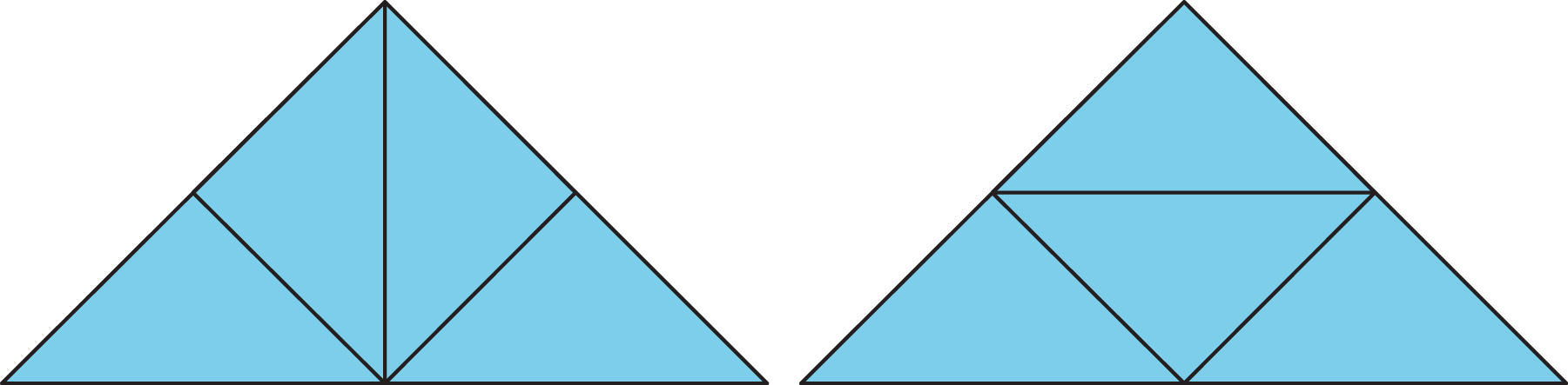 2 triangles composed of smaller triangles