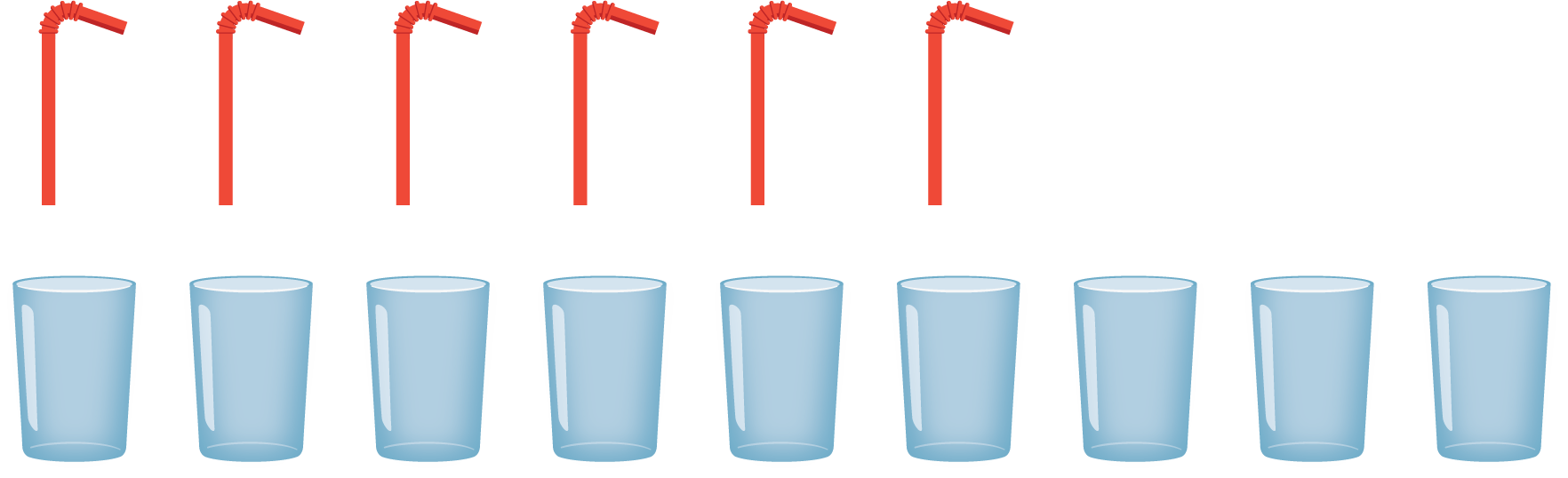 Straws, 6. Cups, 9.