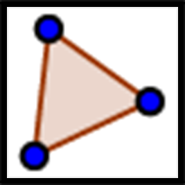 A red triangle with a blue circle at each vertex.