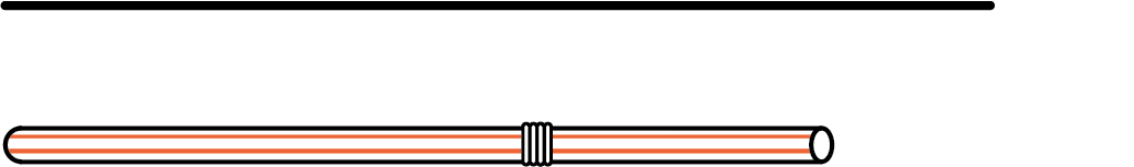 Straw, shorter than the line.