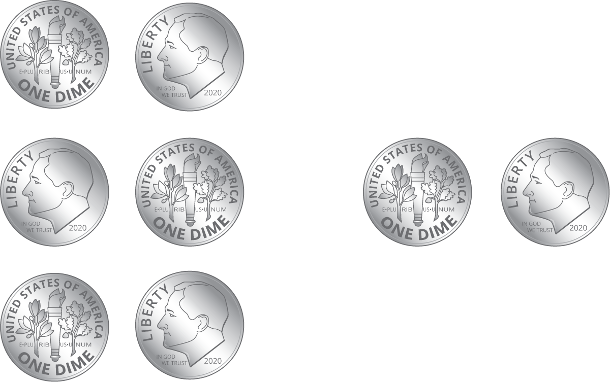 8 dimes.