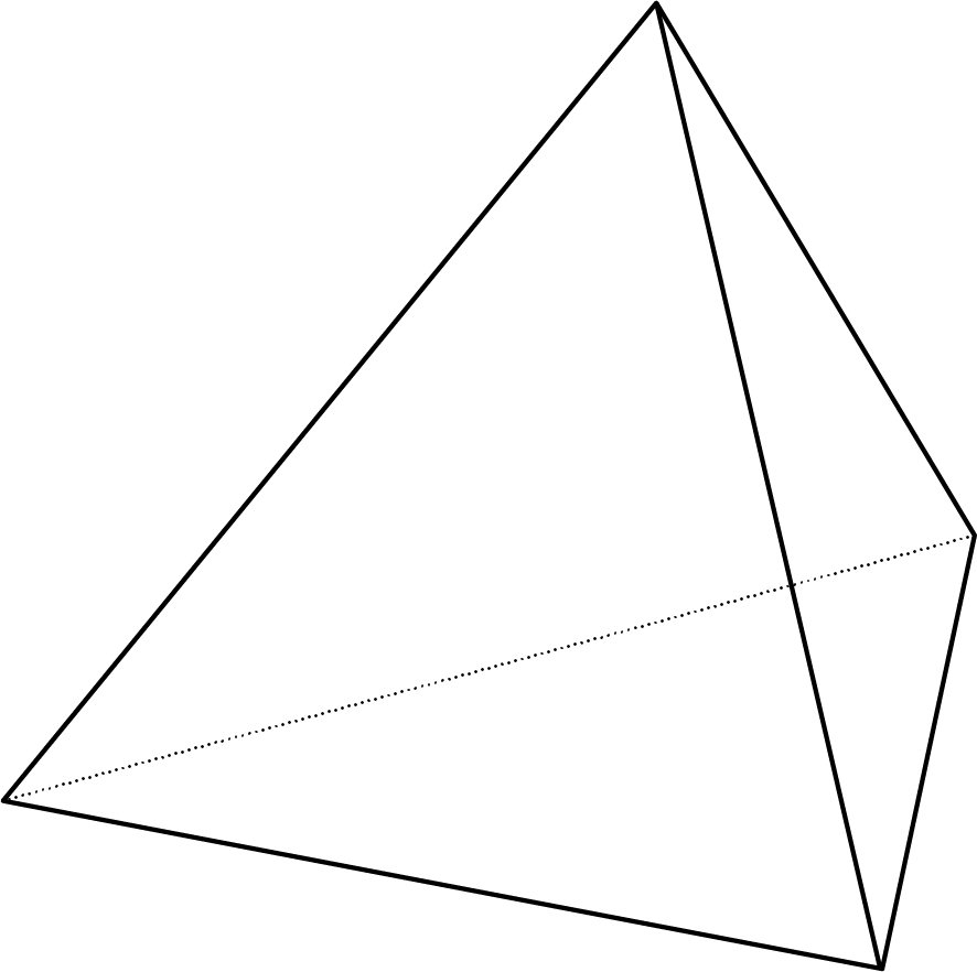 A pyramid, the base of which is a triangle.