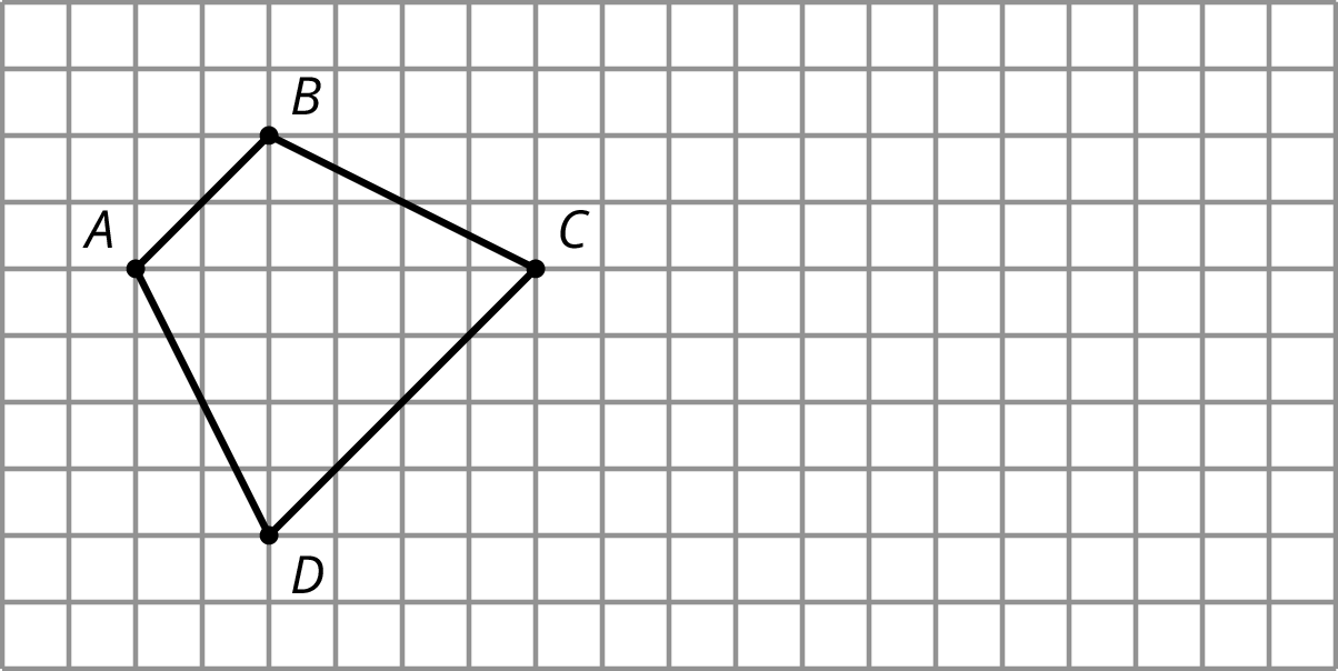 A quadrilateral on a grid.