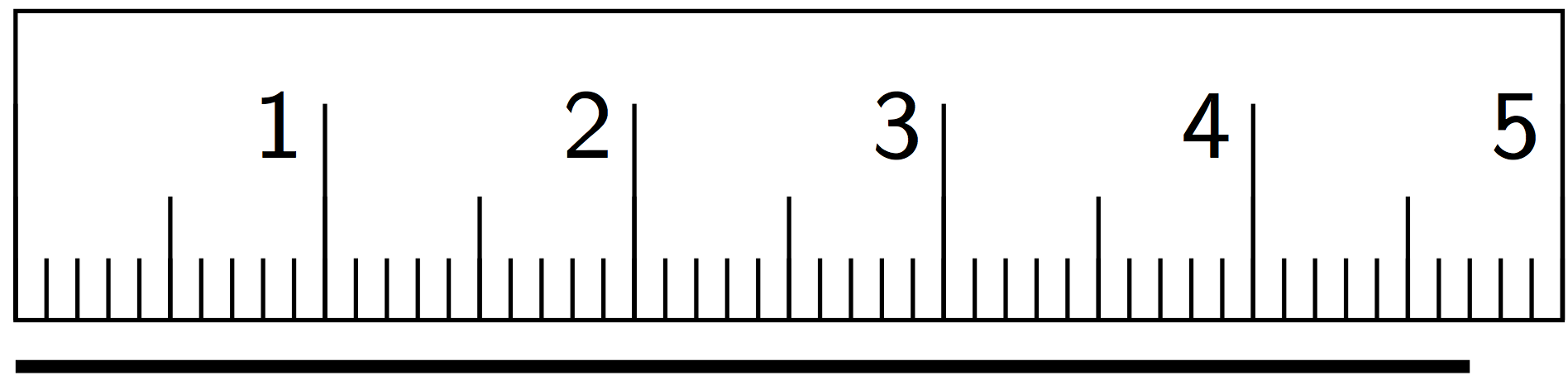 A line segment measured by a ruler.