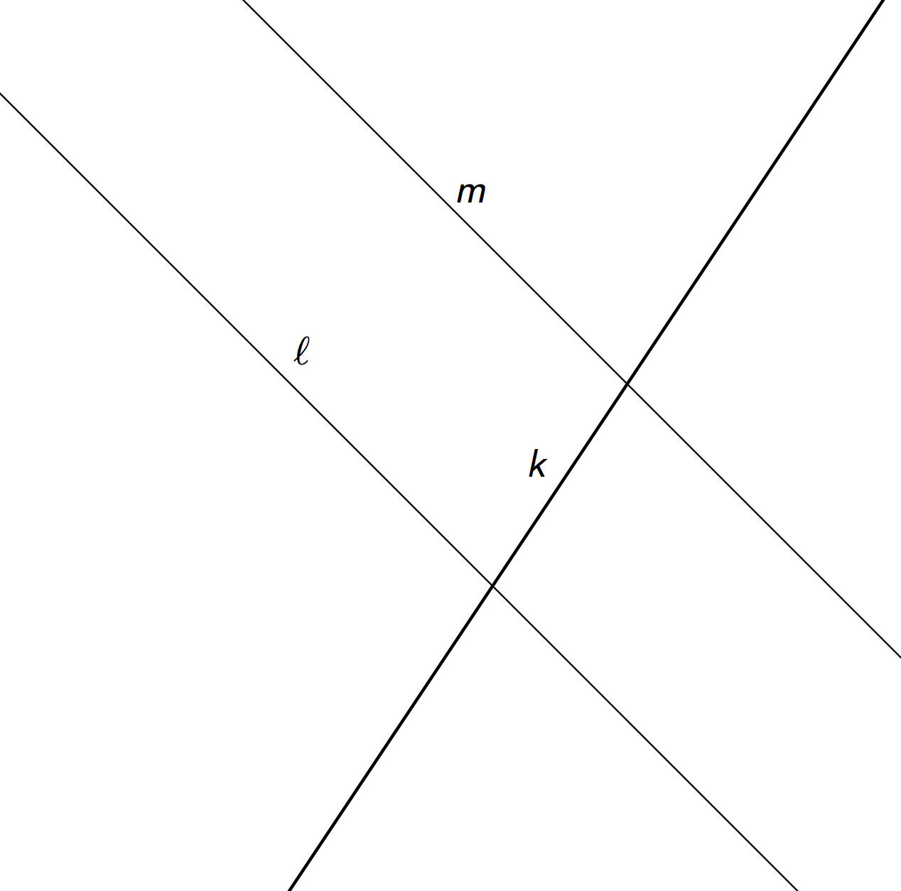 Parallel lines l and m with transversal k.